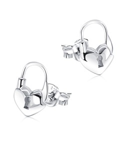 Beautiful Heart Lock Silver Stud Earring STS-5166